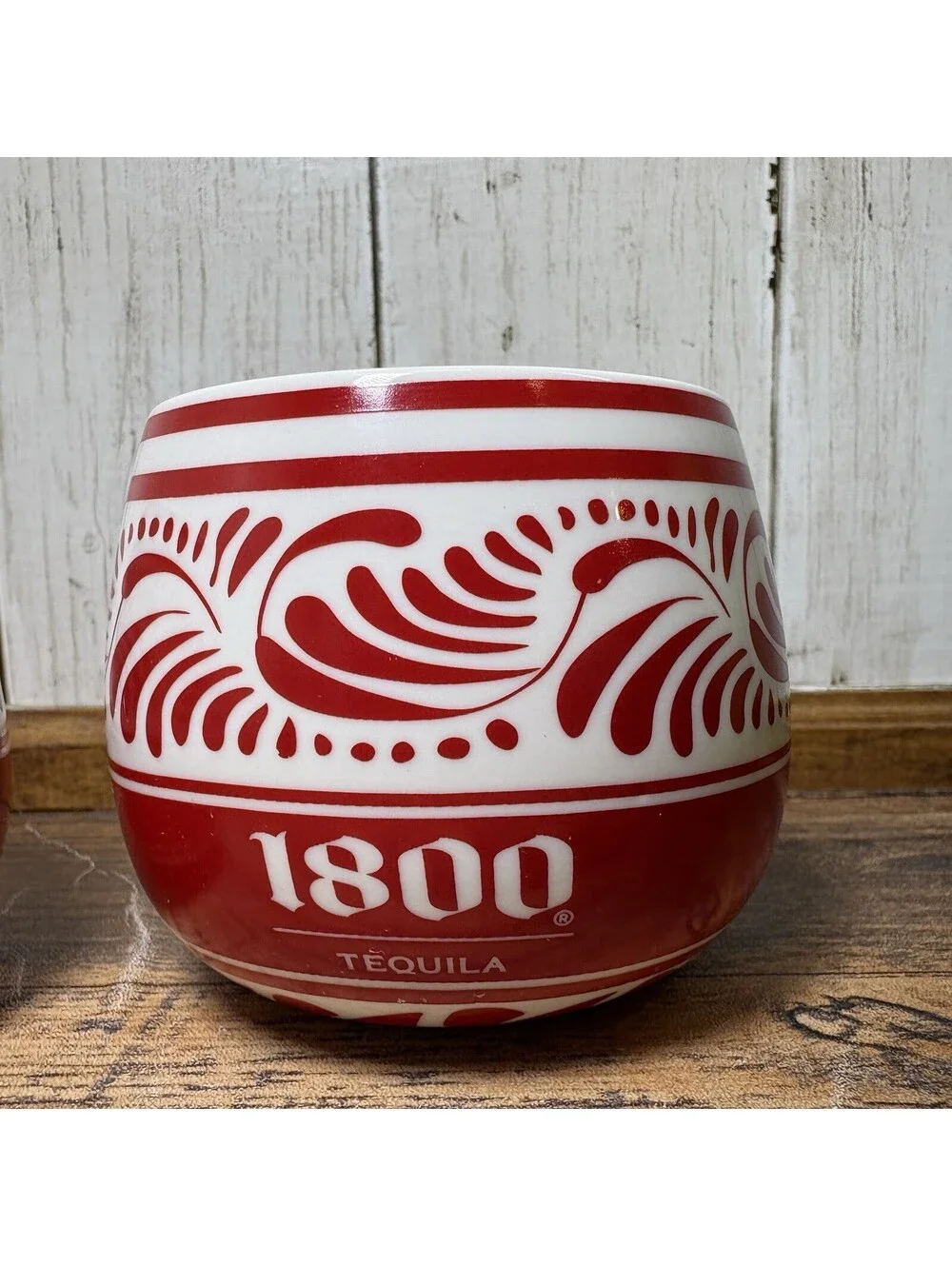 1800 Tequila Ceramic Cups Set of 2 Red/White 10 oz Promotional Gift Set